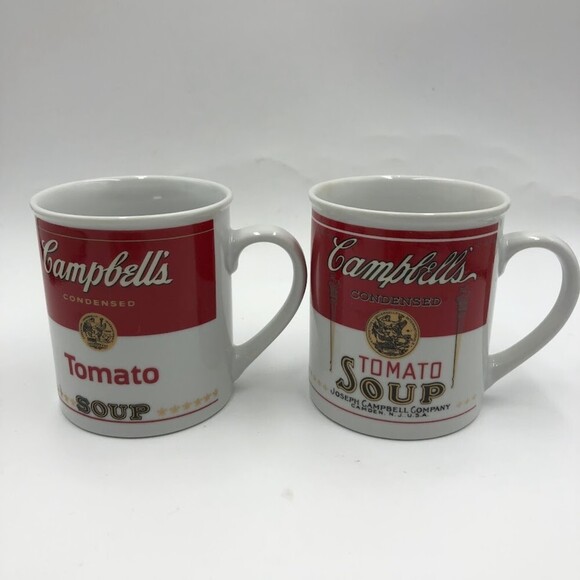 Vtg 1994 Set 2 Campbells Condensed Tomato Soup Ceramic Mugs 125th Anniversary - Picture 3 of 12